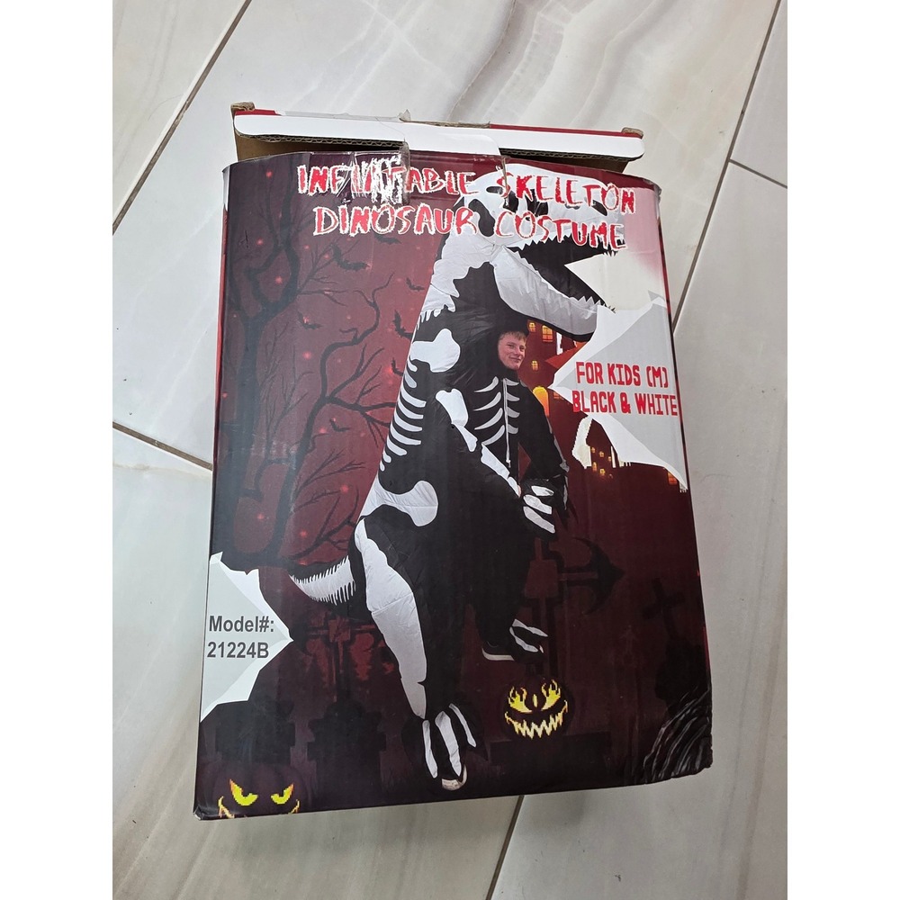 Lulu Home Inflatable Skeleton T-Rex Costume Kids Black Dinosaur 6.5FT 21224B K1 - Picture 5 of 13